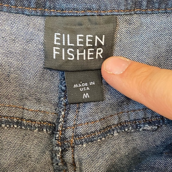 Eileen Fisher Dark Wash Wide Leg Cropped Jeans Sz Medium - Picture 9 of 11